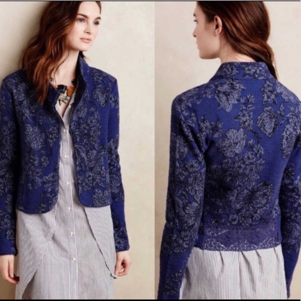 Anthropologie Knotted & Knitted jacquard jacket